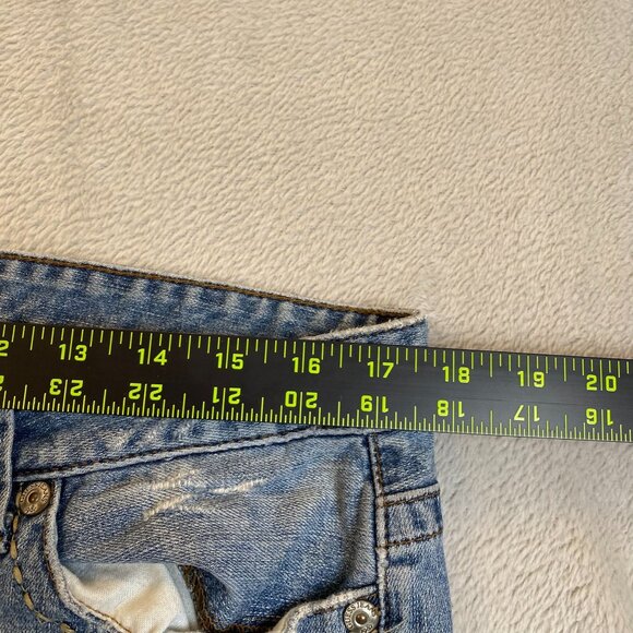 Guess Women's Jeans 35x31 Flirty Straight Destroyed Blue Denim Stretch - Picture 3 of 16